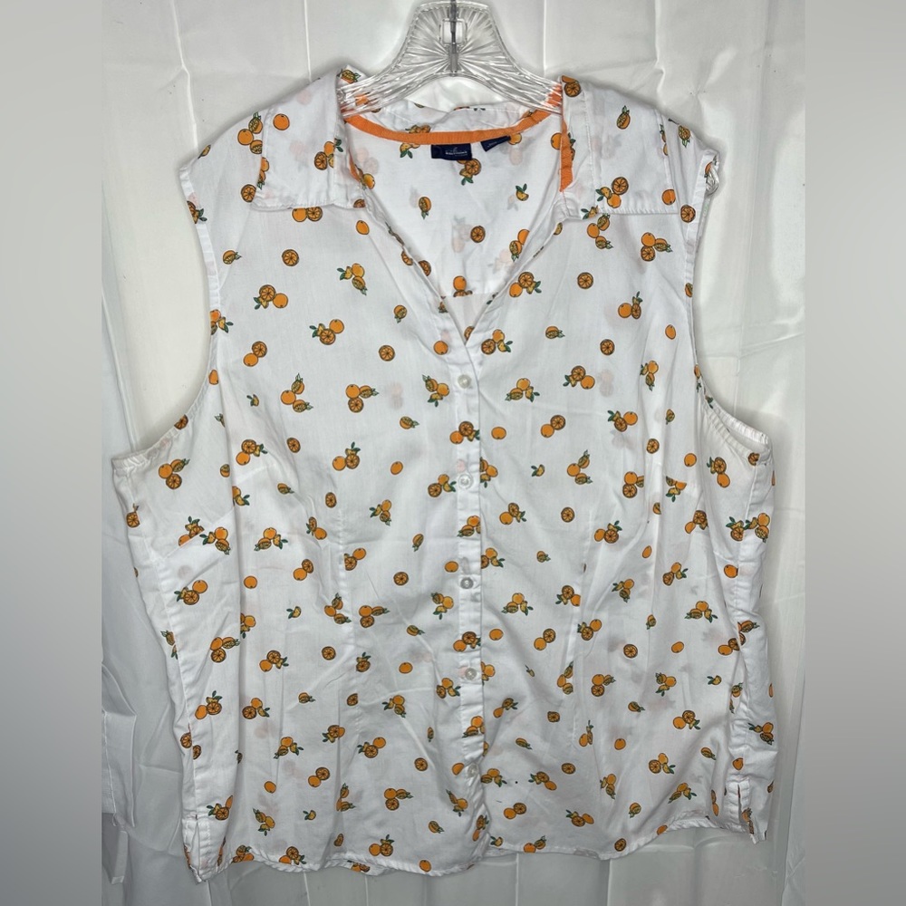 Basic Editions 2X oranges button up tank top
